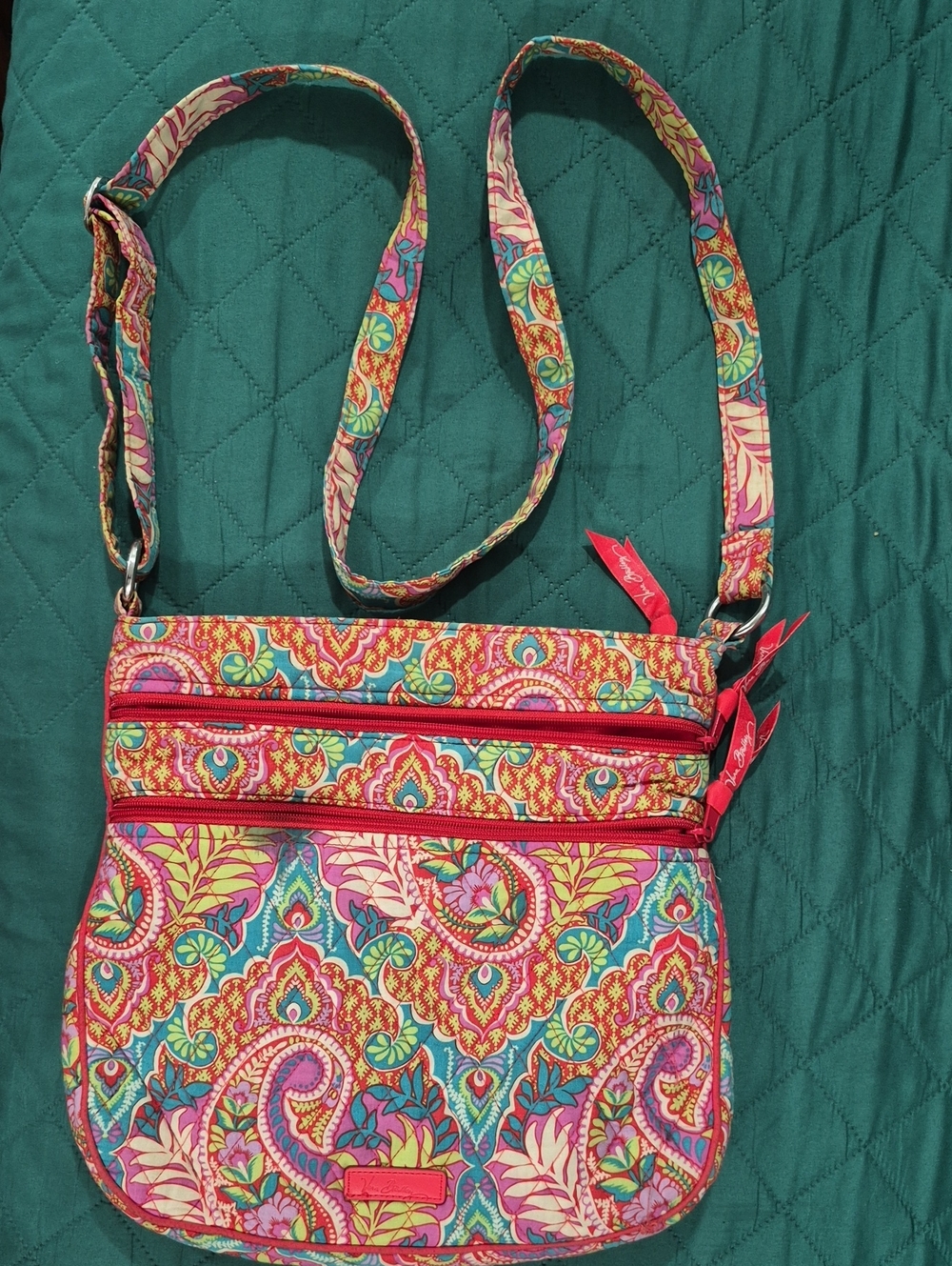 Vera Bradley Floral Paisley Crossbody - Pink Turquoise Multi